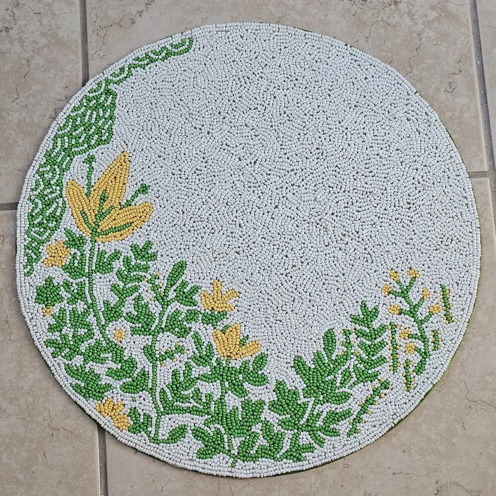 RARE SECRET CELEBRITY KIM SEYBERT YELLOW GREEN FLOWER FLORAL PLACEMAT CHARGER